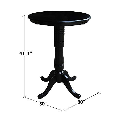 International Concepts 30" Round Top Pedestal Table - 40.9" in Black - color: Black