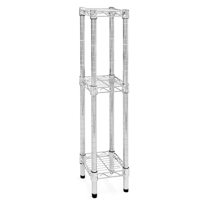 Shelving Inc. 8" d x 8" w Chrome Wire Shelving with 3 Tier Shelves, Weight Capacity 800lbs Per Shelf - size: 8" d x 8" w x 34" h