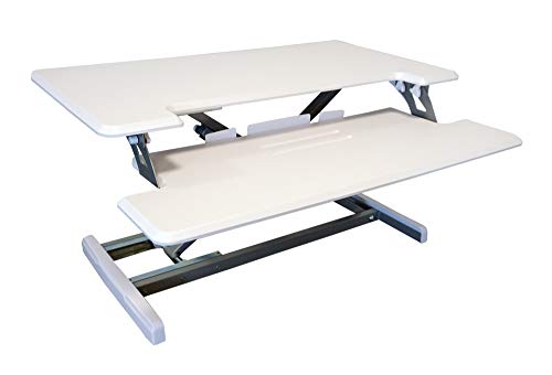 Victor High Rise DCX610W Height Adjustable Compact Desk with Keyboard Tray Standing Desktop Converter, 33 Inches, White - color: White