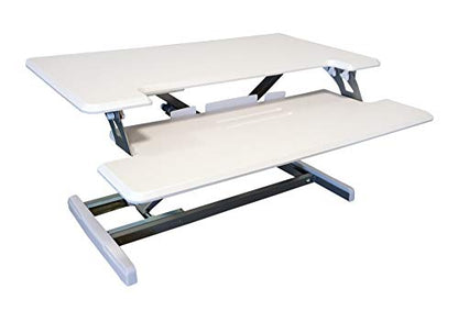 Victor High Rise DCX610W Height Adjustable Compact Desk with Keyboard Tray Standing Desktop Converter, 33 Inches, White - color: White