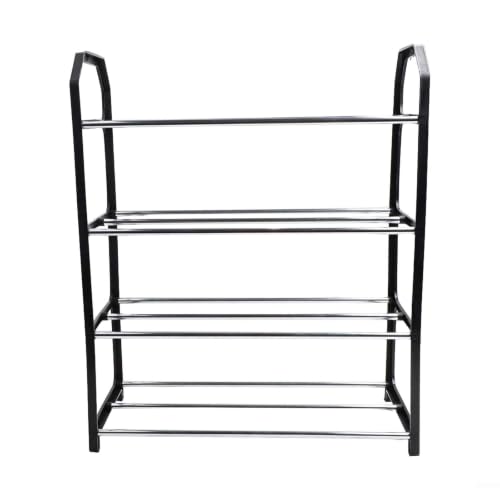 Space-Saving Metal Shoe Rack for Entryway, Vertical Shoe Storage Cabinet with Sturdy Construction for Apartment Closet, Quick Assembly, Black(Black) - color: Black