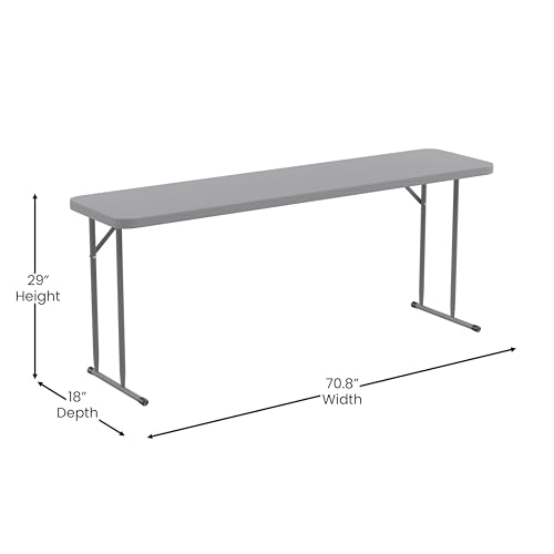 EMMA + OLIVER 6-Foot White Plastic Folding Table | Lightweight, Easy Storage, Event and Banquet Table - color: Grey