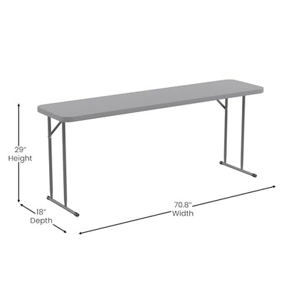 EMMA + OLIVER 6-Foot White Plastic Folding Table | Lightweight, Easy Storage, Event and Banquet Table - color: Grey