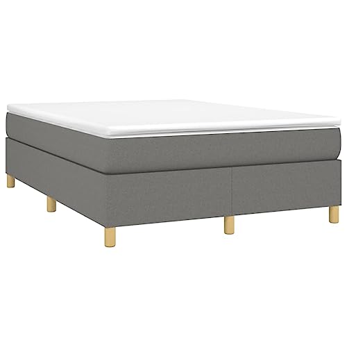 Full Size Bed Frame Upholstered Platform Bed, Dark Gray Polyester Fabric, Modern Low Profile Mattress Foundation with Durable Wood Slats Support - size: Full Bed