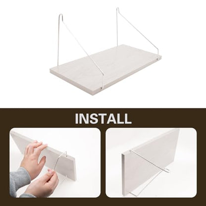 SnowTing 2 Set Fabric Wall Cubicle Shelf with Hooks, Wall Mounted Wooden Floating Storage Shelf for Fabric Panel in Kitchen, Bedroom, Living Room, Office Desk, 11.8 x 5.9 x 0.47 Inch (White) - color: White