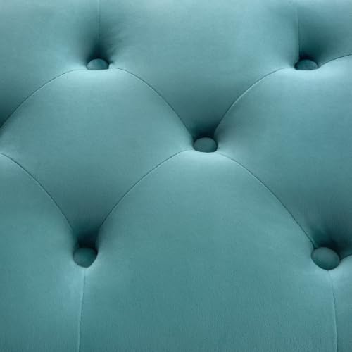 Zihanhome Velvet Storage Ottoman Bench, Button Tufted Ottoman with Hidden Storage, Upholstered Foot Rest Stool with Solid Wood Legs for Living Room, Bedroom, Entryway & Small Spaces (Mint Blue) - color: Velvet-mint Blue
