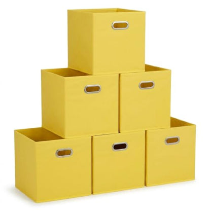 Household Essentials 6 ct Open Fabric Cube Storage Bins, Golden Yellow - color: Golden Yellow, size: 11” L x 11” W x 11” H