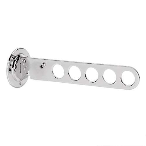 Silver Wall Mount Clothes Hanger, Folding Stainless Steel Clothing Multiple Hook Wardrobe Hanging, Metal Clothes Rack Wall Coat Hooks with Swing Arm Holder for Laundry Room Bathroom Bedroom Kitchen - size: 5 Hole