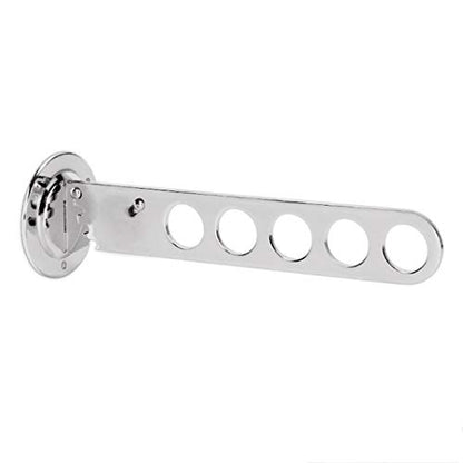 Silver Wall Mount Clothes Hanger, Folding Stainless Steel Clothing Multiple Hook Wardrobe Hanging, Metal Clothes Rack Wall Coat Hooks with Swing Arm Holder for Laundry Room Bathroom Bedroom Kitchen - size: 5 Hole