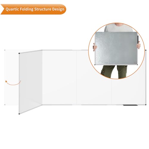 VIZ-PRO Large Magnetic Dry Erase Whiteboard, 120 x 48 Inches, Foldable | Silver Aluminum Frame, 10' x 4' Wall-Mounted White Board with Marker Tray for School Office and Home - size: 120"W x 48"H