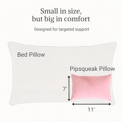 Pipsqueak Microfiber Pillow - Small, Mini, Tiny - 11 x 7 in - Perfect for Travel, Cars, Airplanes, Camping, Dogs, Toddlers, Kids, Lumbar, Knees and Neck - Ages 2 Yrs and Up - color: Pink, size: 1 Pack, style: Non-Personalized
