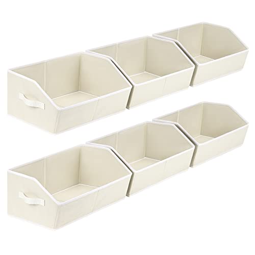 Organizer Bins Cube Storage - Trapezoid Storage Bin 6 Pack, Fabric Baskets for Organizing, Large Storage Basket for Shelves, Closet Organizers for Toys, Clothes, Towels (Beige) - color: Beige, size: Large -6 Pack