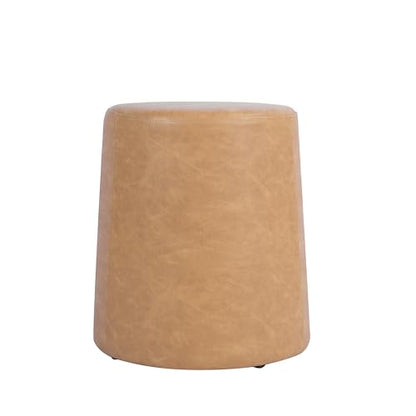 HomePop 17" Organic Shape Ottoman - Sand Faux Leather - color: Sand Faux Leather