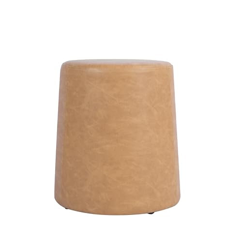 HomePop 17" Organic Shape Ottoman - Sand Faux Leather - color: Sand Faux Leather