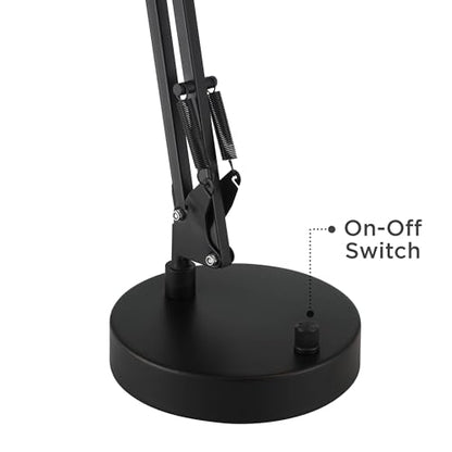 Wyatt 25" High Architect Desk Lamp USB Black Finish Adjustable Height | USB Ports A+C Charging Modern Metal Home Office Living Room Bedroom Bedside Nightstand House Lighting