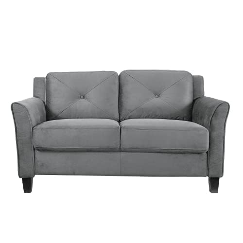Studio Living Harrington 57.9" Loveseat, Transitional Modern, Pocket Coil Comfort, Easy Assembly, Microfiber Fabric, Dark Grey - color: Dark Grey, size: Loveseat