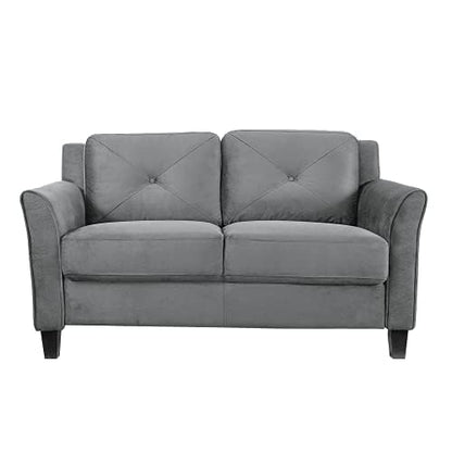 Studio Living Harrington 57.9" Loveseat, Transitional Modern, Pocket Coil Comfort, Easy Assembly, Microfiber Fabric, Dark Grey - color: Dark Grey, size: Loveseat