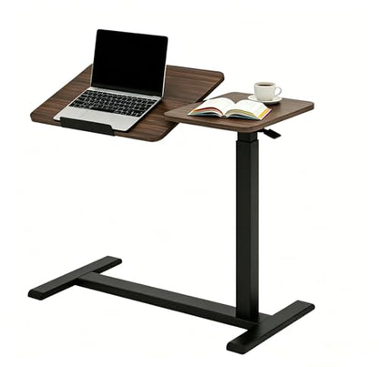 KEIKI Height Adjustable Rolling Laptop Desk, Portable Mobile Standing Workstation with Tiltable Top for Home Office Classroom, Walnut - color: Walnut