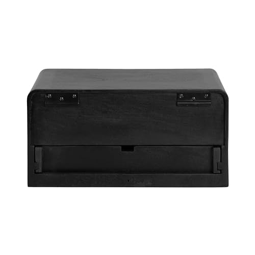 Kate and Laurel Kato Modern Wood Floating Side Table with Drawer, 18 x 10 x 9, Black, Contemporary Wooden Floating Nightstand for Bedroom Bedside Table - color: Black