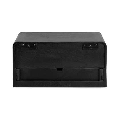Kate and Laurel Kato Modern Wood Floating Side Table with Drawer, 18 x 10 x 9, Black, Contemporary Wooden Floating Nightstand for Bedroom Bedside Table - color: Black