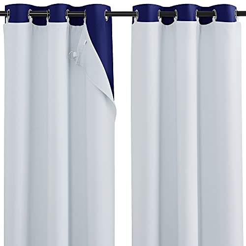 NICETOWN Blackout Curtain Liners, Out Liners for Curtains, Thermal Insulated Curtain Panel Liners for Long Curtains with Bonus Curtain Detachable Rings (2 Panels, 34" x 40" Per Panel, Grey) - color: Platinum White, size: 34"W x 40"L (Pack of 2)