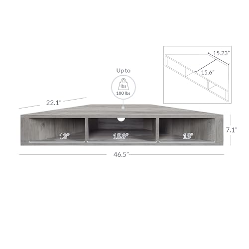 BELLEZE 47" Russel TV Stand & Entertainment Center - Gray Wash | Modern Style,Wall-mounted Storage Shelf,Fit TV up to 46",Living Room Dining Room - color: Gray Wash, style: Russel