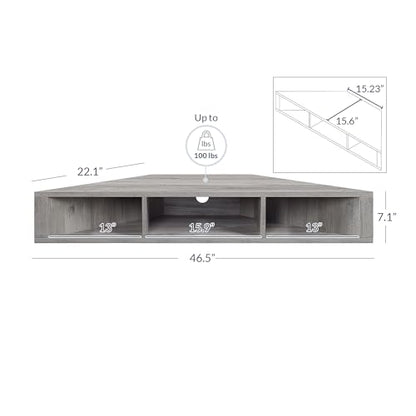 BELLEZE 47" Russel TV Stand & Entertainment Center - Gray Wash | Modern Style,Wall-mounted Storage Shelf,Fit TV up to 46",Living Room Dining Room - color: Gray Wash, style: Russel