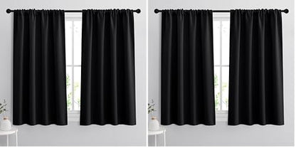 RYB HOME Bedroom Blackout Curtains - Black Curtains Solar Light Block Insulated Drapes Energy Saving for Bedroom Dining Living Room, 42 x 45 inches Long, Black, Set of 2 (Pack of 2) - color: Black, size: 42"W x 45"L (Pack of 4)