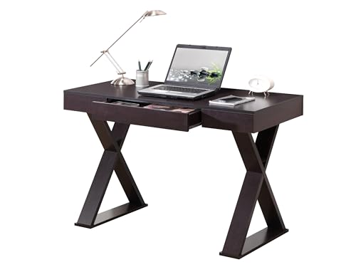 Techni Mobili 47" Trendy Writing Desk w/Drawer,Modern Home Office,Espresso | 47" modern writing desk with storage drawer, sturdy frame, sleek espresso finish, and compact workspace ideal for home office