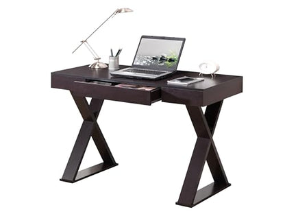 Techni Mobili 47" Trendy Writing Desk w/Drawer,Modern Home Office,Espresso | 47" modern writing desk with storage drawer, sturdy frame, sleek espresso finish, and compact workspace ideal for home office