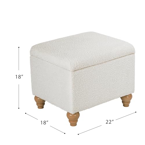 Spatial Order 22" Medium Rectangular Storage Ottoman - Cream Boucle - color: Cream Boucle