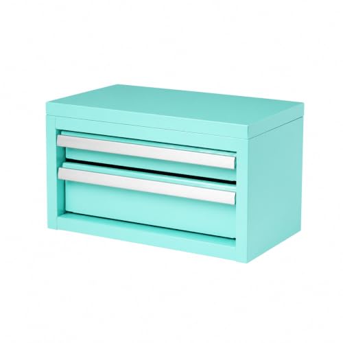 Mini 2-Drawer Steel Tool Box Teal Color - color: Teal, size: 2 Drawer