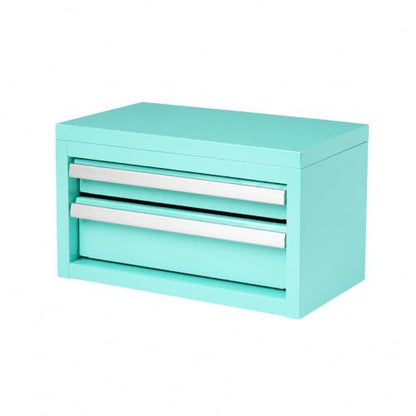 Mini 2-Drawer Steel Tool Box Teal Color - color: Teal, size: 2 Drawer