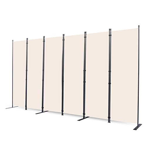 Room Divider, 6 Panel Folding Privacy Screens with Wider Feet, Beige | 132" W X 71" H Room Divider Panel, Stable Frame Structure, Flexible Space Separator, Portable wall divider for Room Partition - color: Beige, size: 22"- 6 Panel