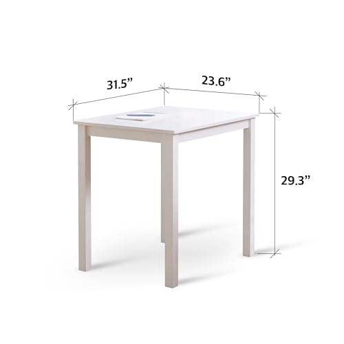Seattle 3-Piece Wooden Dining Table Set for 2, Modern Farmhouse Kitchen Dining Room Set with Solid Wood Ladder Back Chairs for Small Space (White) - color: White