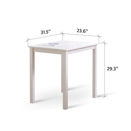 Seattle 3-Piece Wooden Dining Table Set for 2, Modern Farmhouse Kitchen Dining Room Set with Solid Wood Ladder Back Chairs for Small Space (White) - color: White
