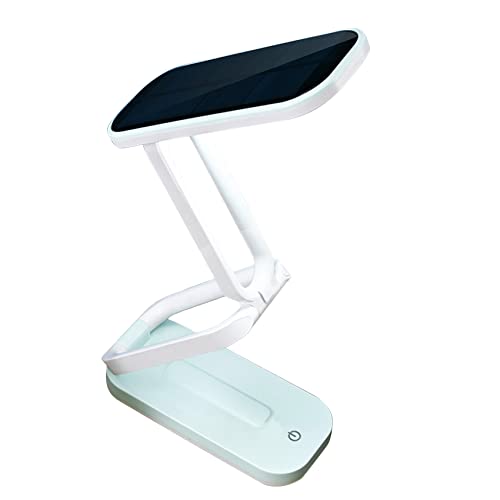 keeda Solar Foldable Desk Lamp, Portable Dimmable LED Reading Lamp with Solar & USB Charging Port for Student Bedside Night Light Cordless Table lamp for Office, Bedroom, Travel, Emergency (Blue) - color: Blue