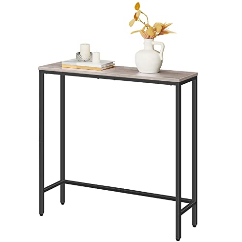 HOOBRO Narrow Console Table, 29.5" Small Entryway Table, Thin Sofa Table, Side Table, Display Table, for Hallway, Bedroom, Living Room, Foyer, Greige and Black BG75XG01 - color: Greige + Black