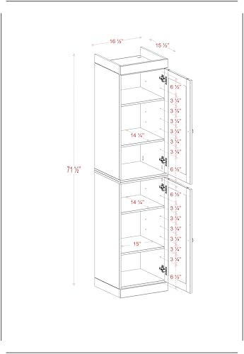 100% Solid Wood 16.5" Pantry Cabinet, 2 Shaker Wood Doors, Navy - color: Navy Blue, style: Shaker Doors