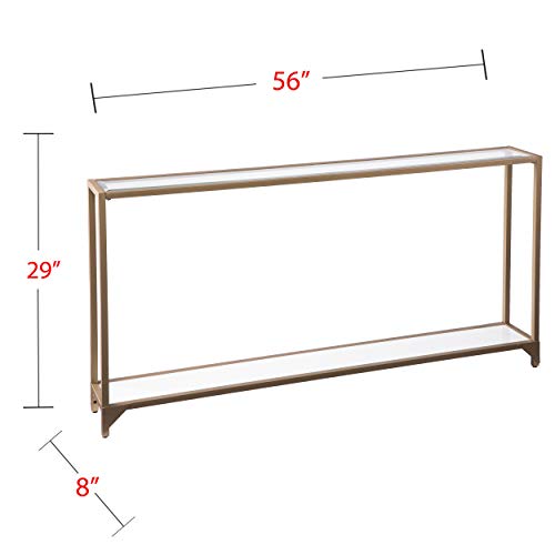 SEI Furniture Bergen 56 inches Long Narrow Metal Console Table, Open Concept Living Space, Glam Style Painted Iron, Gold - color: Gold