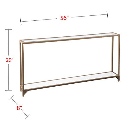 SEI Furniture Bergen 56 inches Long Narrow Metal Console Table, Open Concept Living Space, Glam Style Painted Iron, Gold - color: Gold