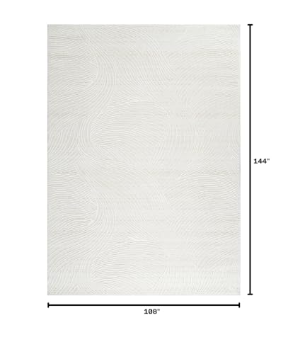 Abani Cream Area Rug – 9' x 12' – Vera Collection – Wave Texture Pattern – Non-Shedding, Easy to Clean – Durable for Living Room, Bedroom, or Office, Pet & Child Friendly - size: 9' x 12' (Rectangular)