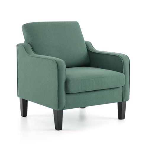 VINGLI Accent Chair for Living Room Chairs Dark Green Reading Chair for Bedroom Scooped Arm Chair Mid Century Modern Accent Chairs Upholstered Comfy Chair for Apartment, Waiting Room - color: Dark Green