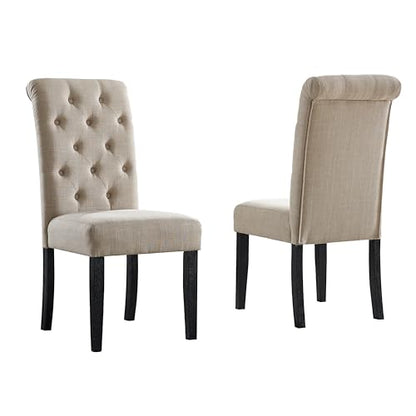 Anwick Beige Modern Accent Chair Set of 2, Mid Century Upholstered Living Room Chair with Wood Legs, Comfy Small Accent Chair with Back for Small Spaces, Office, Bedroom, Reading Spaces (Beige) - color: Beige