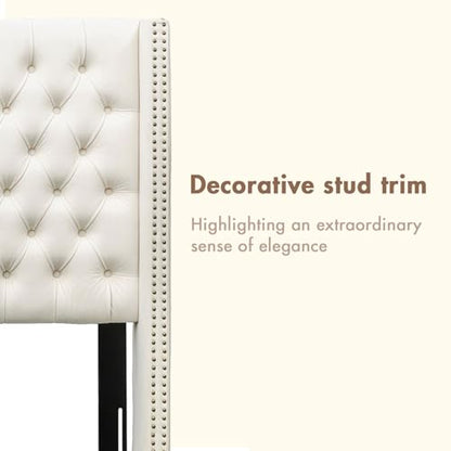 Madison Park King Wingback Upholstered Tufted Headboard, Featuring High-Density Sponge Padding, Adjustable Height Headboard, Easy Assembly, Beige Velvet - color: Beige Velvet, size: King