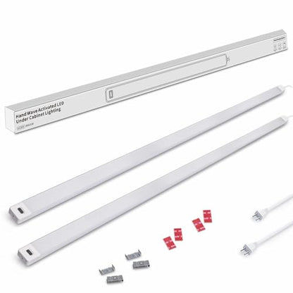 MYPLUS 2pcs 36" Hand Wave Under Cabinet Lights 4000K Natural White Plug in | Hand Wave Sensor,Dimmable,CRI>90,110V,750 Lumen,10W,Bright Counter,Shelf,Above the Sink - color: 4000K-Natural White, size: 36inch-2Pack