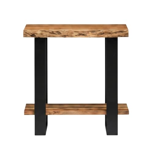 Alaterre Furniture Alpine 2-Tier End Table with Storage Shelf, 27”x17”x27” | Solid Acacia Wood Side Table with Live Edge Design and Metal Frame, Modern Nightstand or Accent Table for Living Room - size: 27"W 2-Tier
