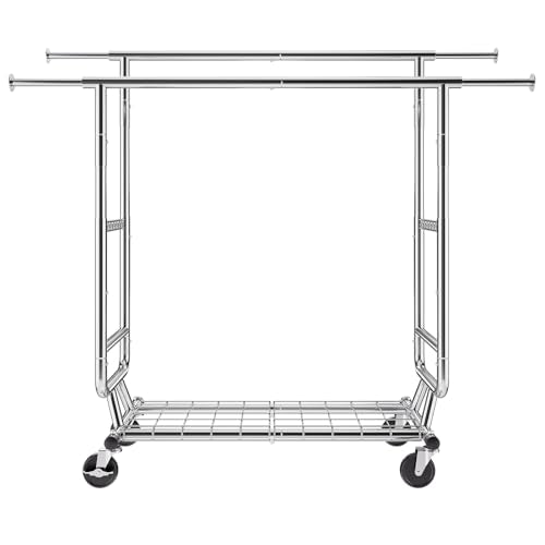 VEVOR Clothes Rack, Rolling Clothing Garment Rack, Extendable Carbon Steel Clothing Racks with Wheels for Bedroom, Laundry, Living Room - style: 2Rod,21.5"D x 75.4"W x 73.5"H