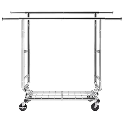 VEVOR Clothes Rack, Rolling Clothing Garment Rack, Extendable Carbon Steel Clothing Racks with Wheels for Bedroom, Laundry, Living Room - style: 2Rod,21.5"D x 75.4"W x 73.5"H