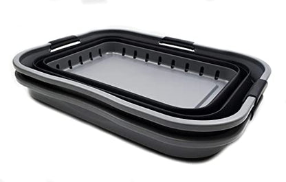 SAMMART 42L (11 gallon) Collapsible Plastic Laundry Basket - Foldable Pop Up Storage Container/Organizer - Portable Basket - Space Saving Hamper/Basket (2, Grey/Black) - color: Grey/Black